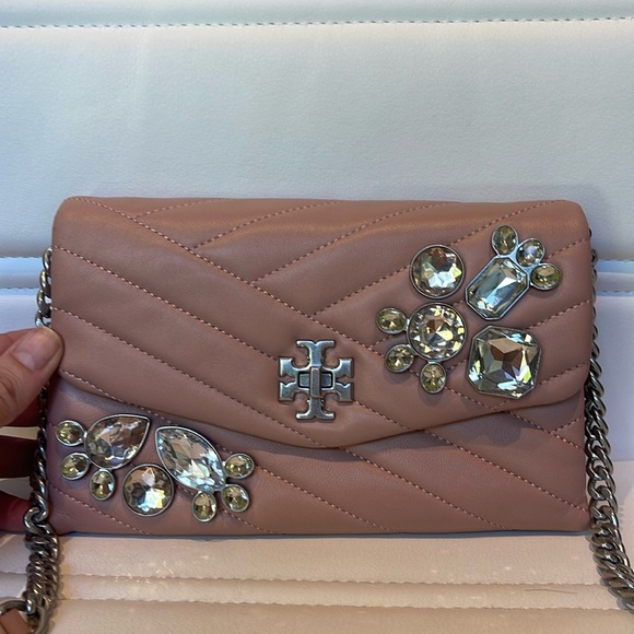 Tory Burch Handbags - Tory Burch Pink Crossbody Bag with Jewel Accents